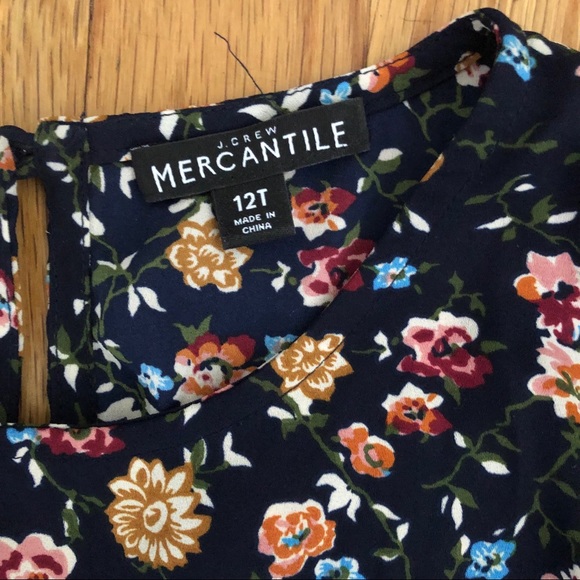 J.Crew Mercantile Ruched Waist Dress Navy Floral - Picture 3 of 6